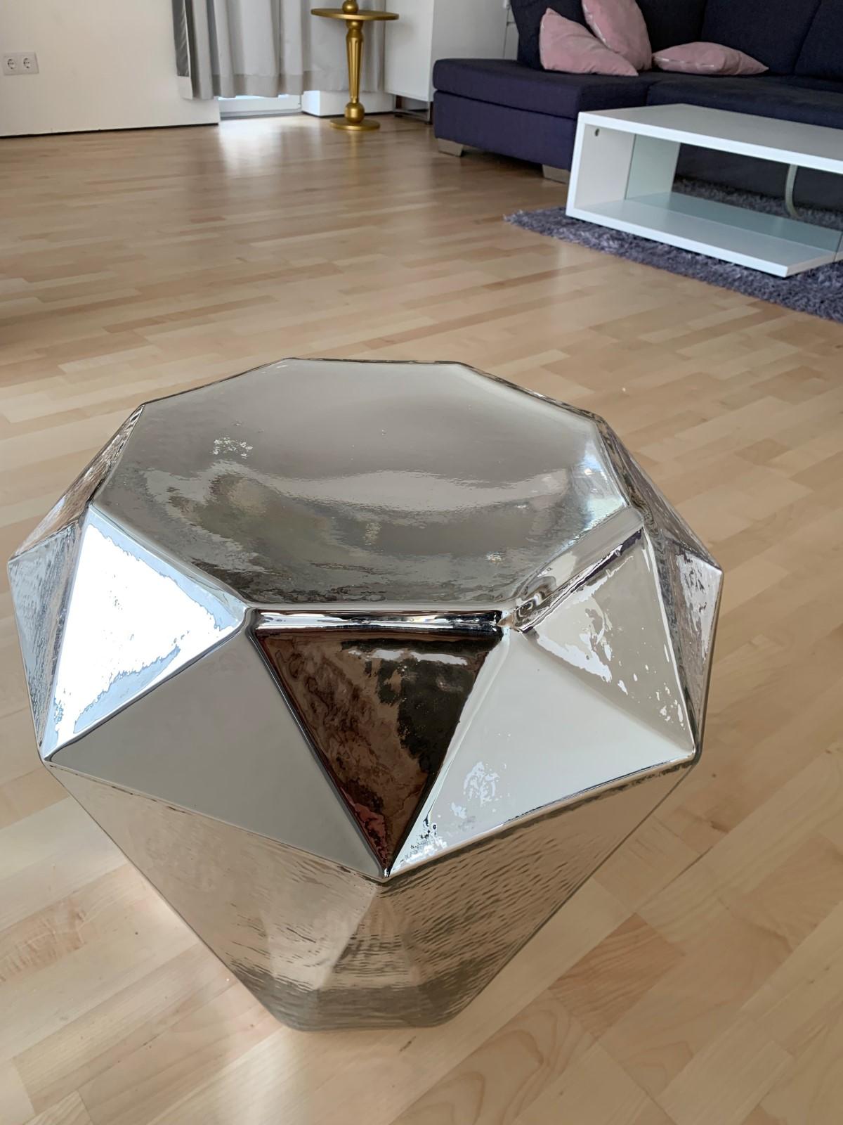 Contemporary Designer Hand Blown Glass Coffee Table WICHARD Silver – By Ivana Steiner
