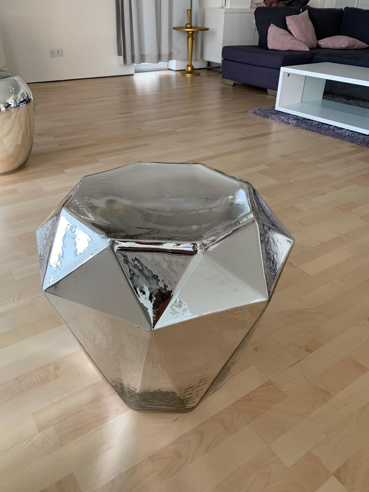 Designer Hand Blown Glass Coffee Table WICHARD Silver – By Ivana Steiner 1