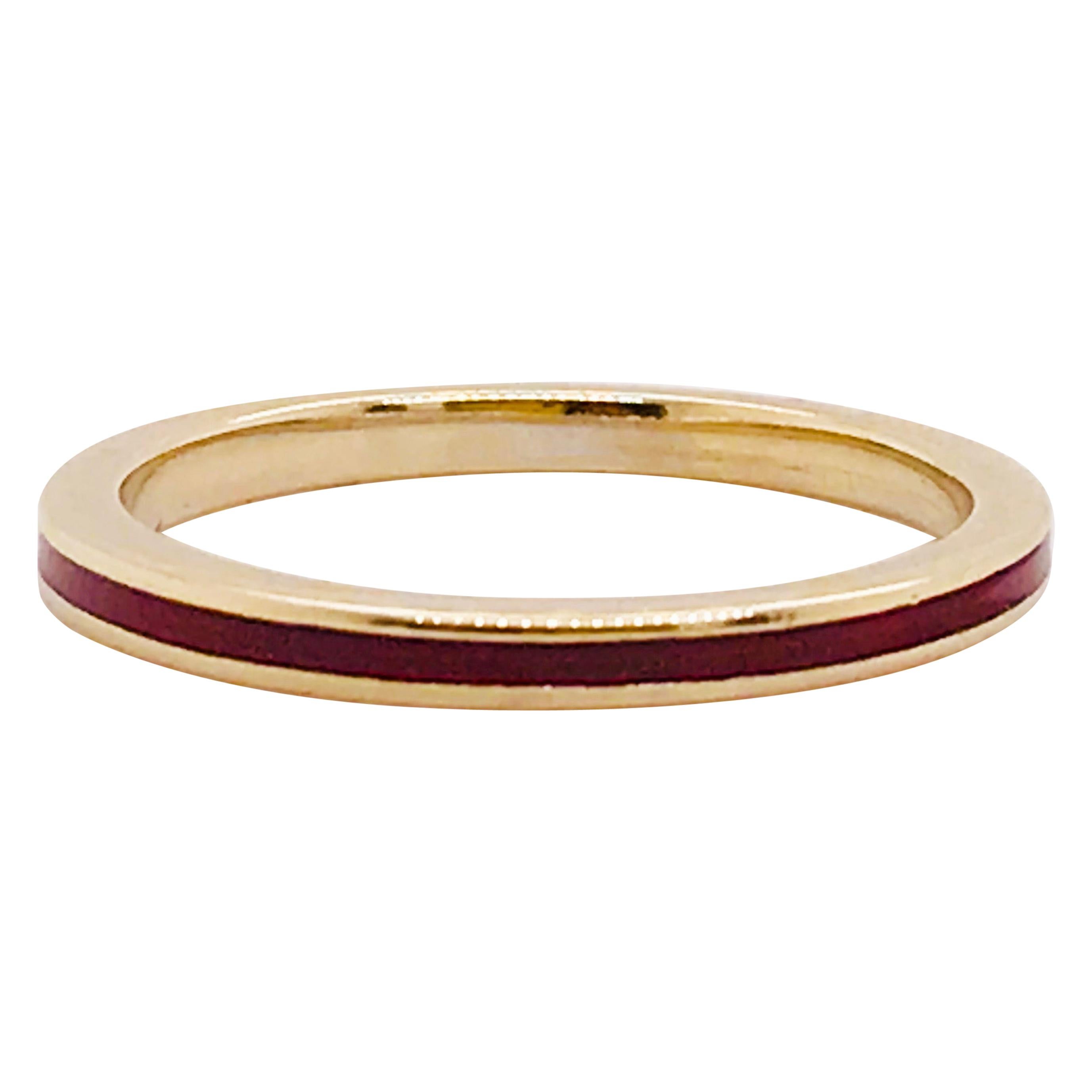 Designer Hidalgo Original Red Enamel 18K Yellow Gold Ring, Hidalgo Gold Band 18K