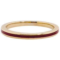 Red Gold Ring, Designer Hidalgo Original Red Enamel 18K Yellow, Hidalgo Band 18K