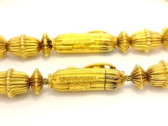 Designer Ilias Lalaounis Solid 18k Yellow Gold Bead Necklace & Bracelet Set