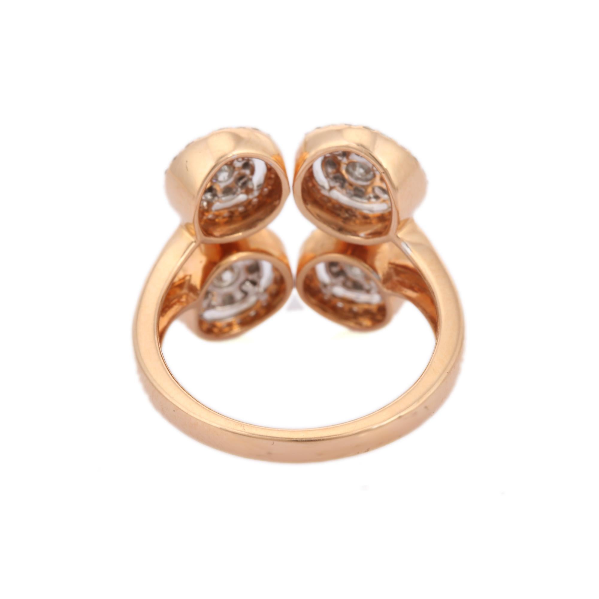 For Sale:  Statement Illusion Diamond Wedding Cluster Ring in 18K Solid Rose Gold 5