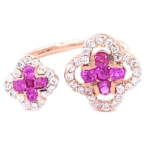 Pink Sapphire Diamond 14 Karat Rose Gold Ring For Sale