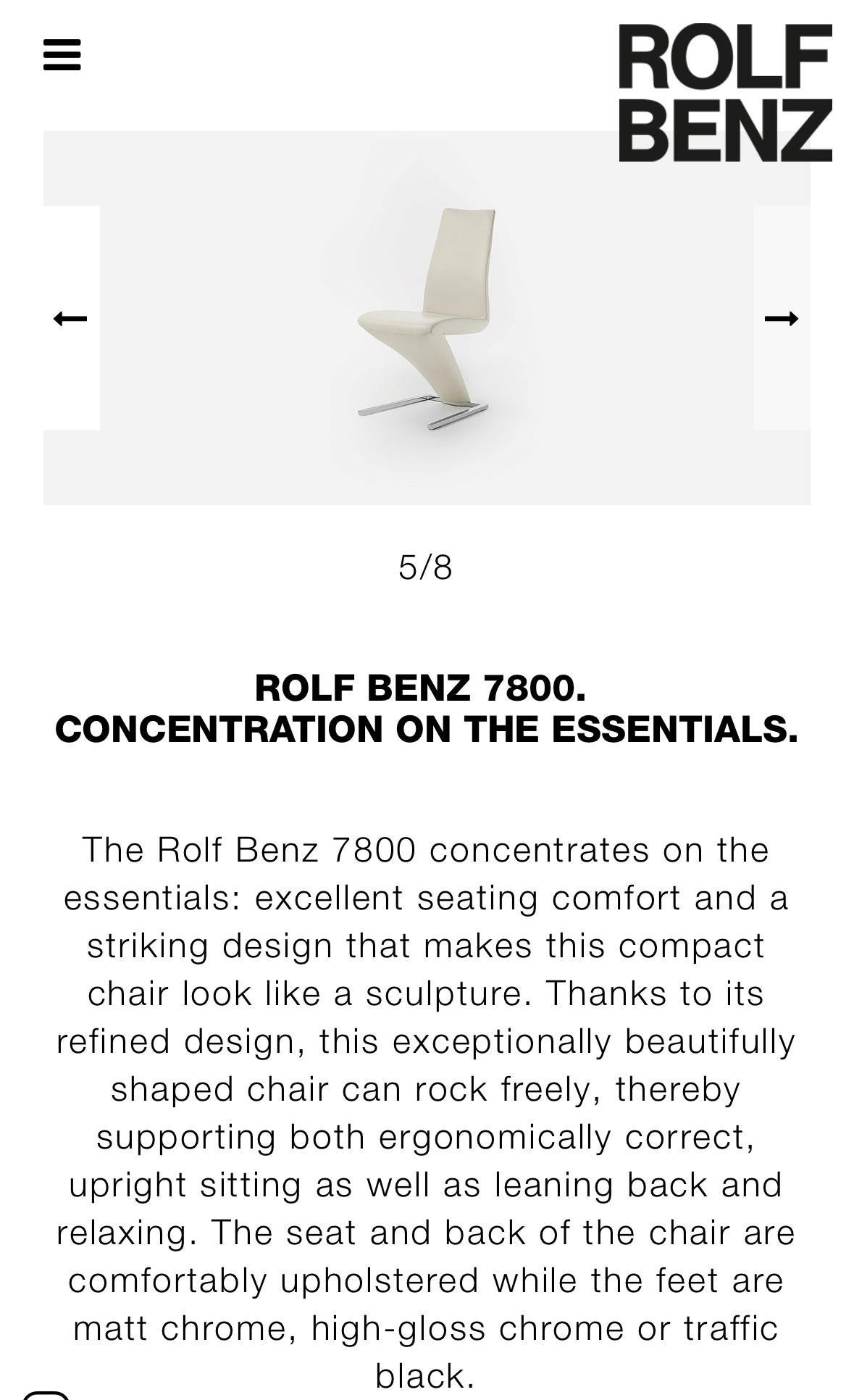 Designer-inspirierter runder Glas-Esstisch und 6 Stühle im Rolf Benz-Stil (Kunstleder)