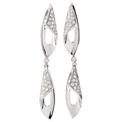 Boucles d'oreilles pendantes de créateur io Si Modern en or blanc 18 carats avec pavé de diamants