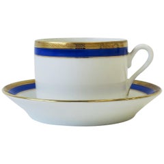 Richard Ginori Designer Italian Coffee or Tea Cup and Saucer in Blue and Gold