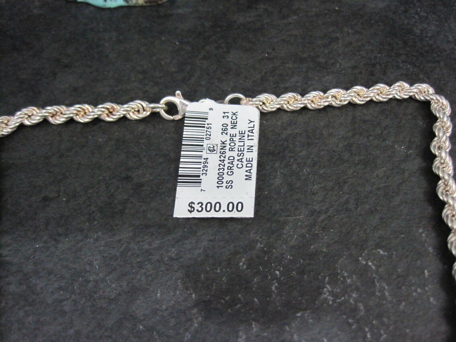 Designer Italian Graduated Rope Chain Necklace Sterling Silver 18 Inches In New Condition In Webster, SD