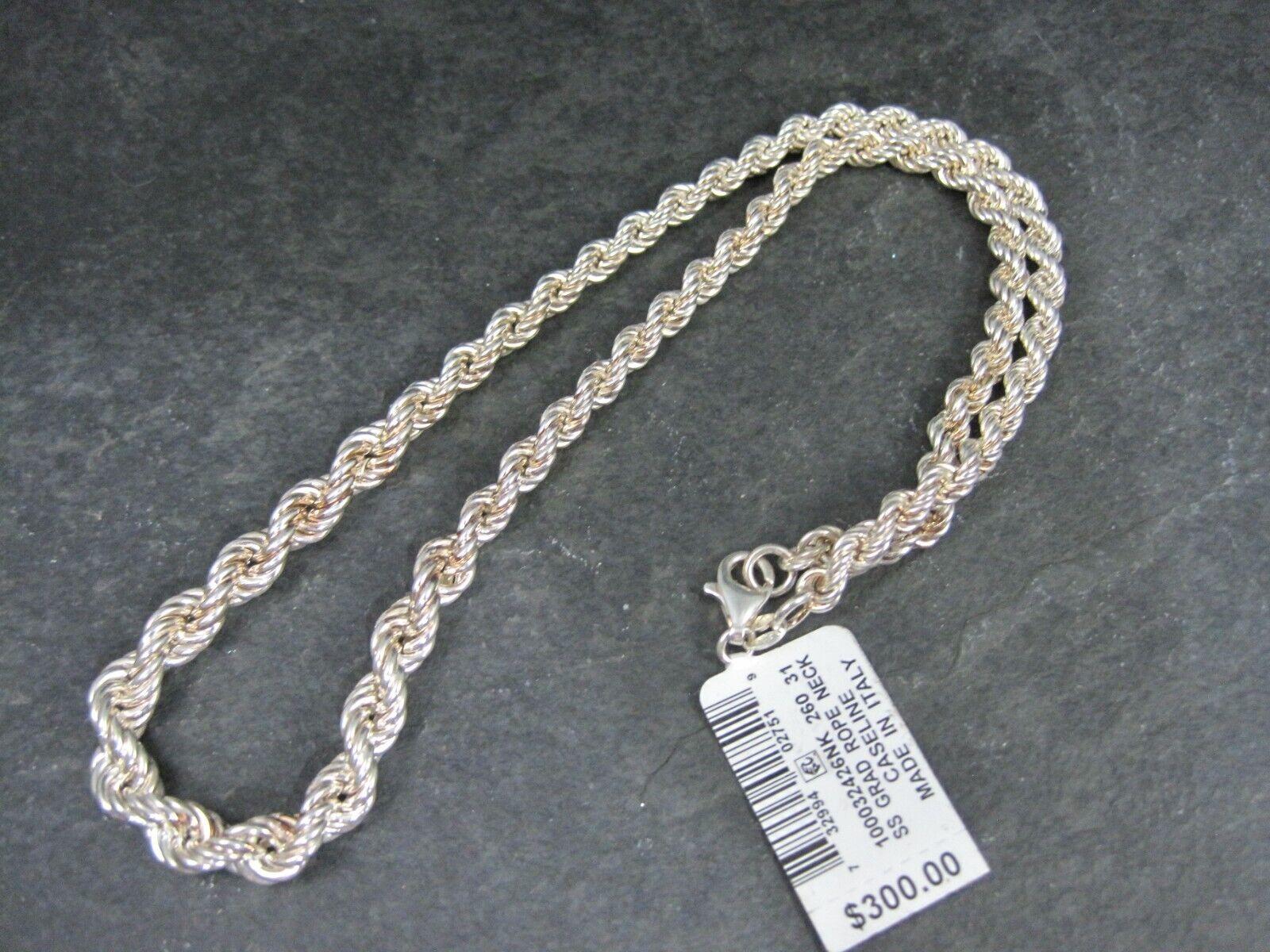 Women's Designer Italian Graduated Rope Chain Necklace Sterling Silver 18 Inches