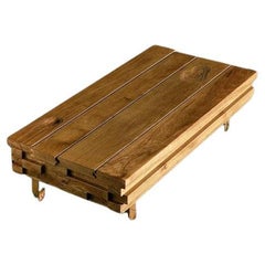 Designer Italian Solid Oak Coffee Table with Hidden Compartment and Laser Detail
