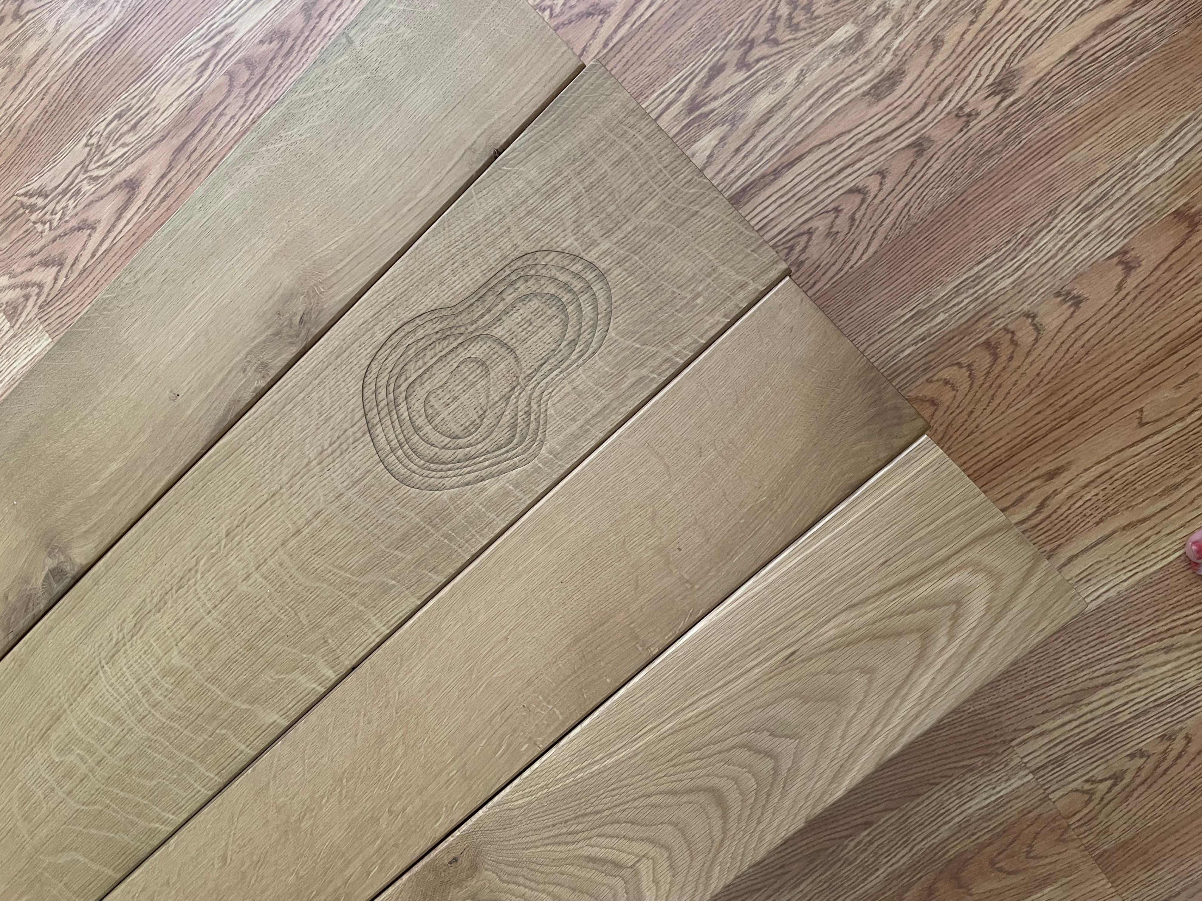 Wood Designer Italian Solid Oak Coffee Table with Hidden Compartment and Laser Detail For Sale