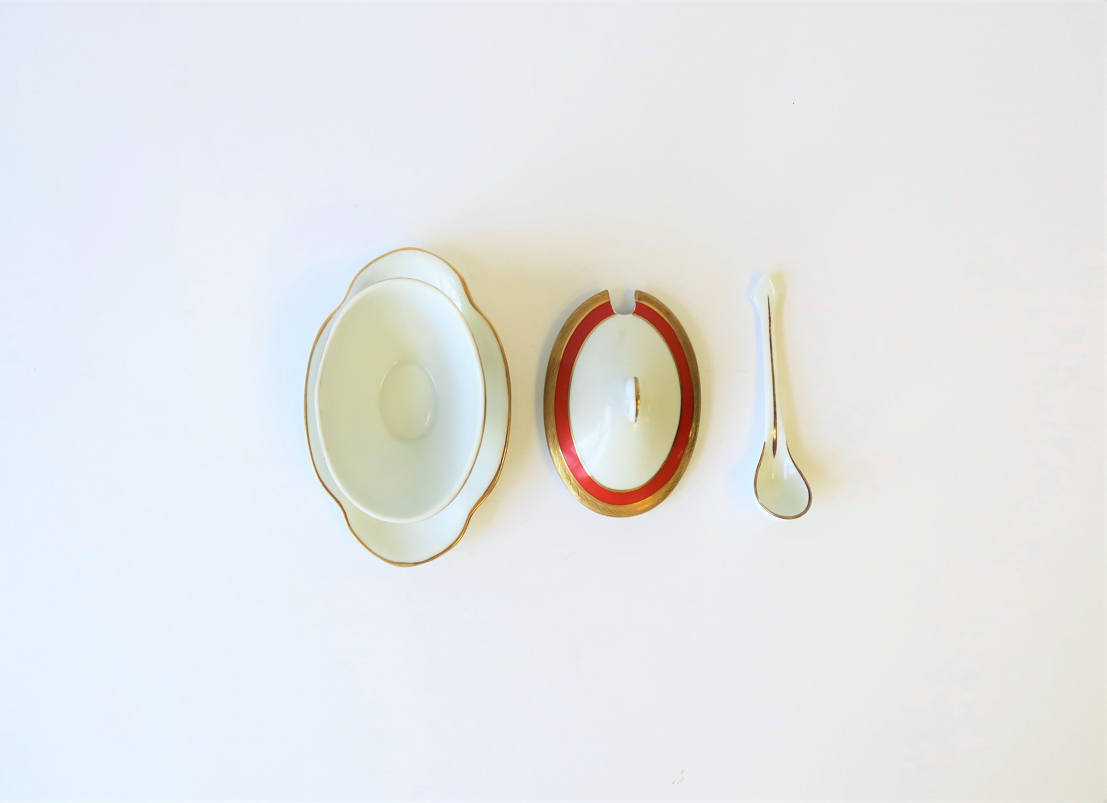 Designer Italian White and Gold Condiment Dish by Richard Ginori 1