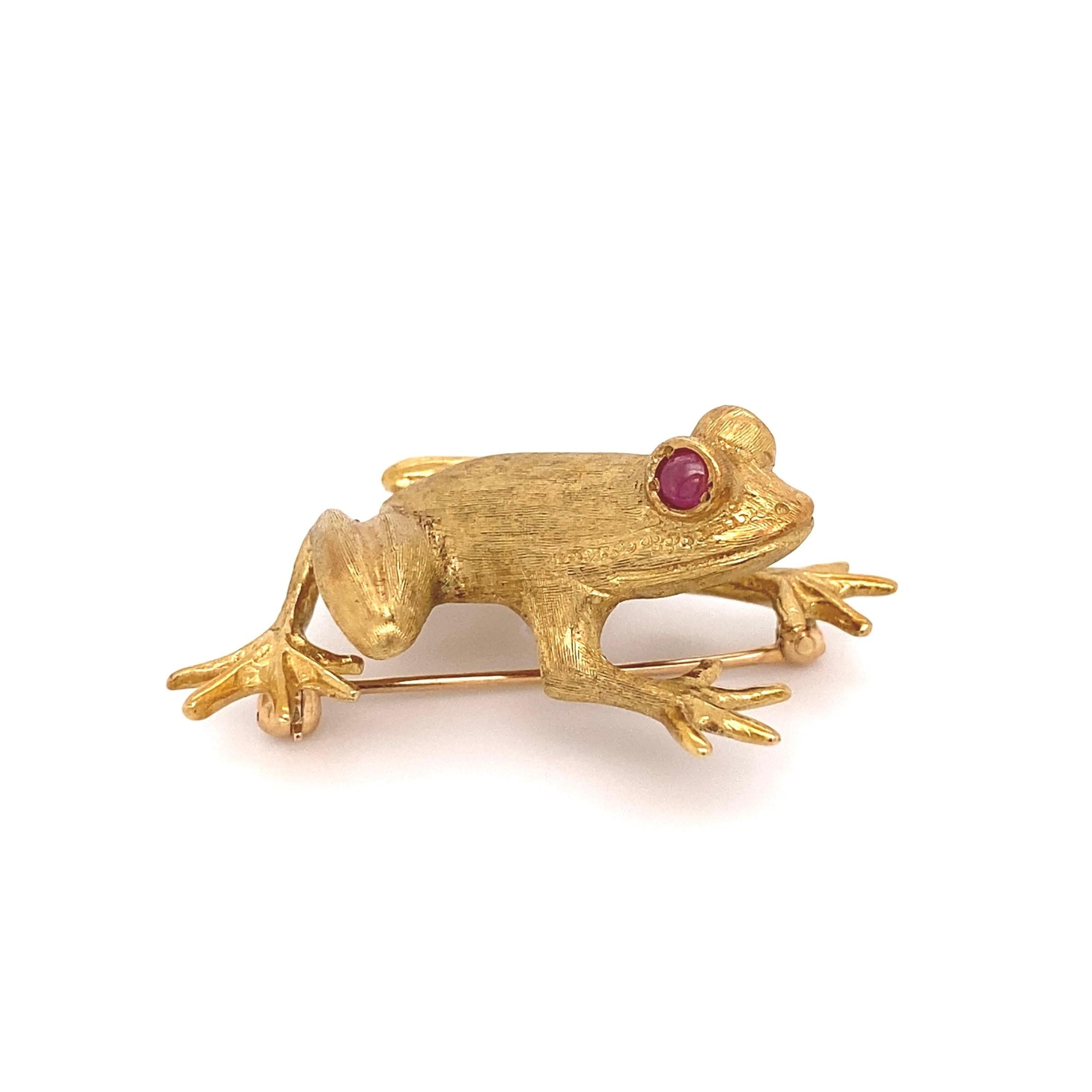 Designer J Cooper Gold Frog Brooch Pin Fine Estate Jewelry Excellent état - En vente à Montreal, QC
