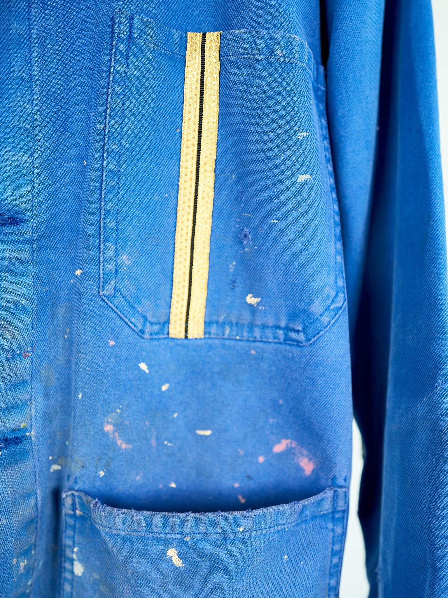 Women's Designer Jacket Distressed Original French Blue Work Wear J Dauphin Small