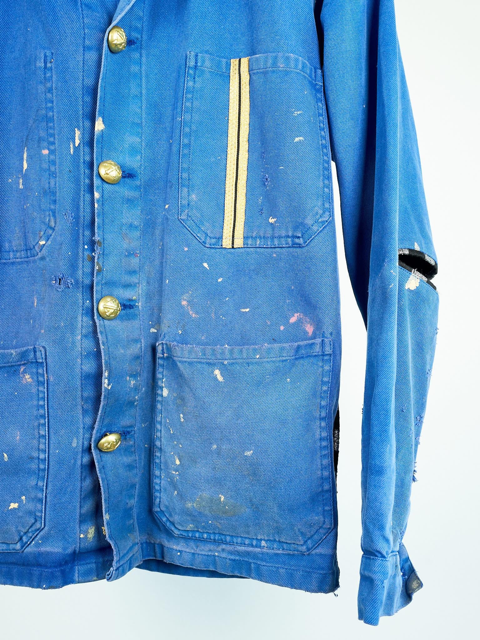 Designer Jacket Distressed Original French Blue Work Wear J Dauphin Small 1