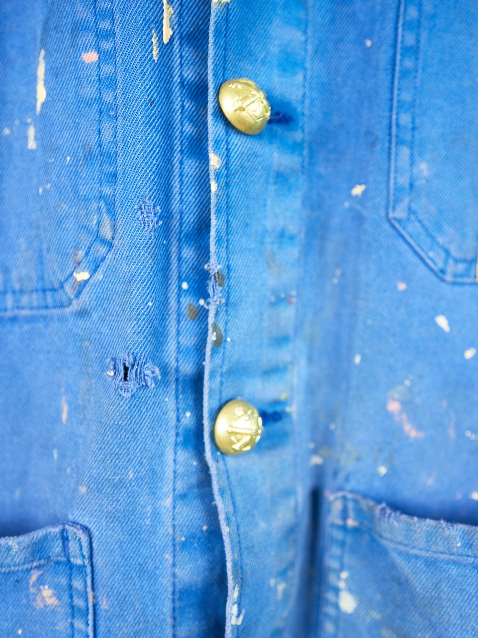 Designer Jacket Distressed Original French Blue Work Wear J Dauphin Small 2