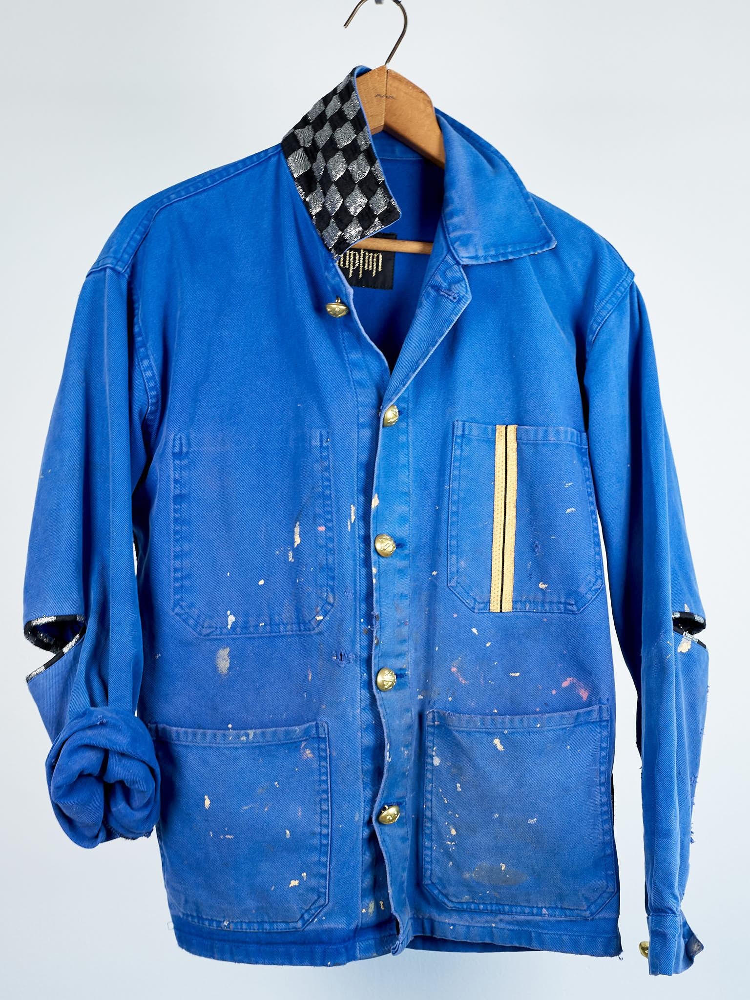 Designer Jacket Distressed Original French Blue Work Wear J Dauphin Small 3