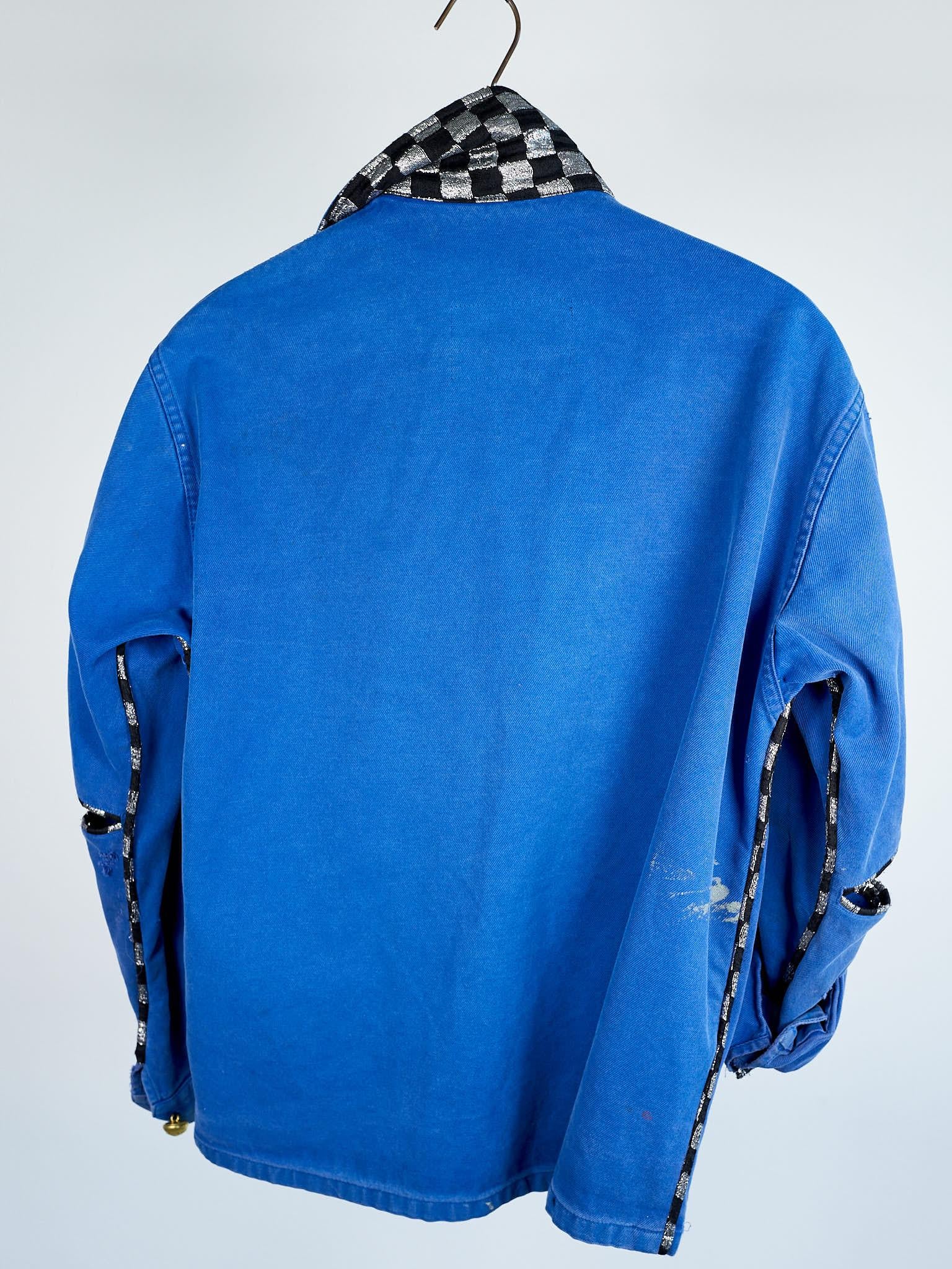 Designer Jacket Distressed Original French Blue Work Wear J Dauphin Small 4