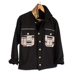 Used Designer Jacket French Original Crystal Embellished  Military J Dauphin Medium