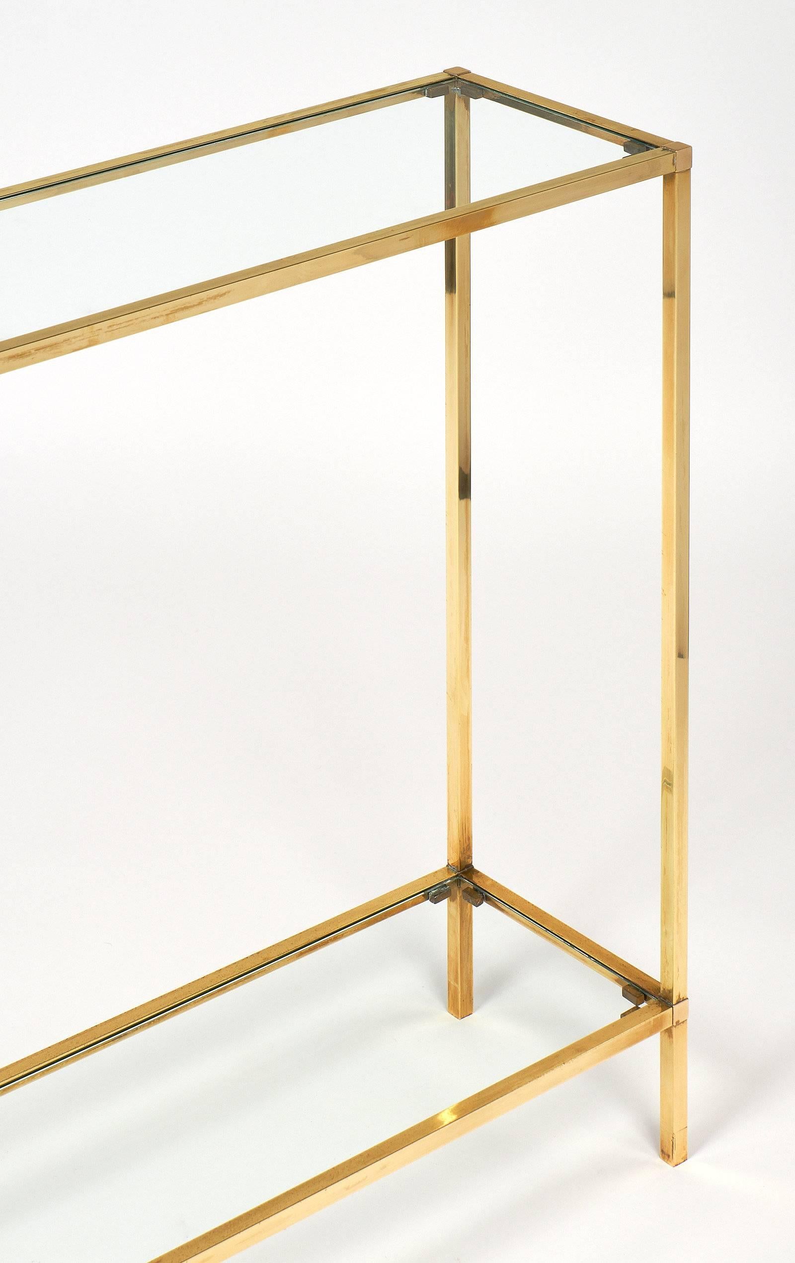 Brass Designer Jacques Adnet Style Art Deco Period Console Table