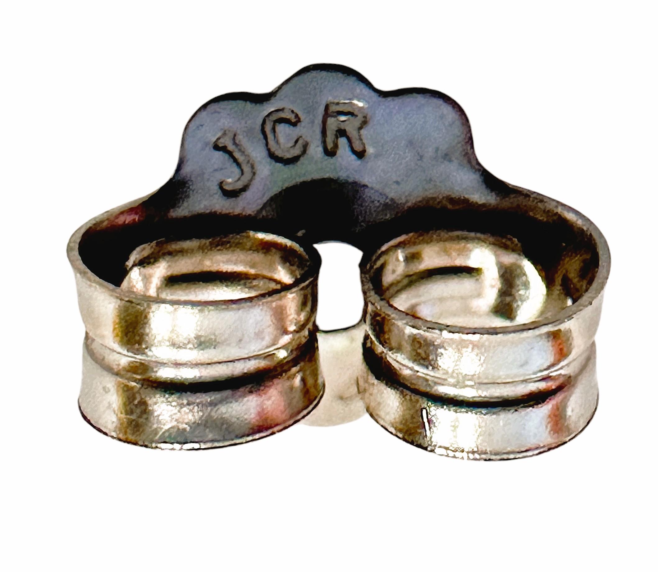 Women's Designer JCR 14K White Gold Circular Diamond Post / Dangle Earrings - 4.70 Grams For Sale
