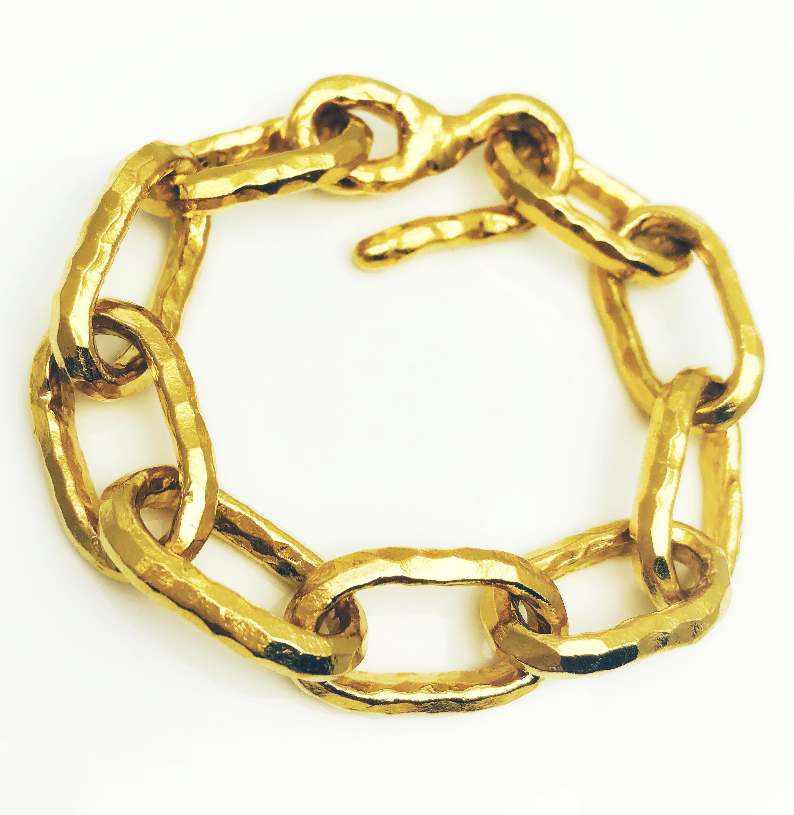 Designer Jean Mahie 22 Karat Yellow Gold Link Bracelet In Excellent Condition In Birmingham, AL