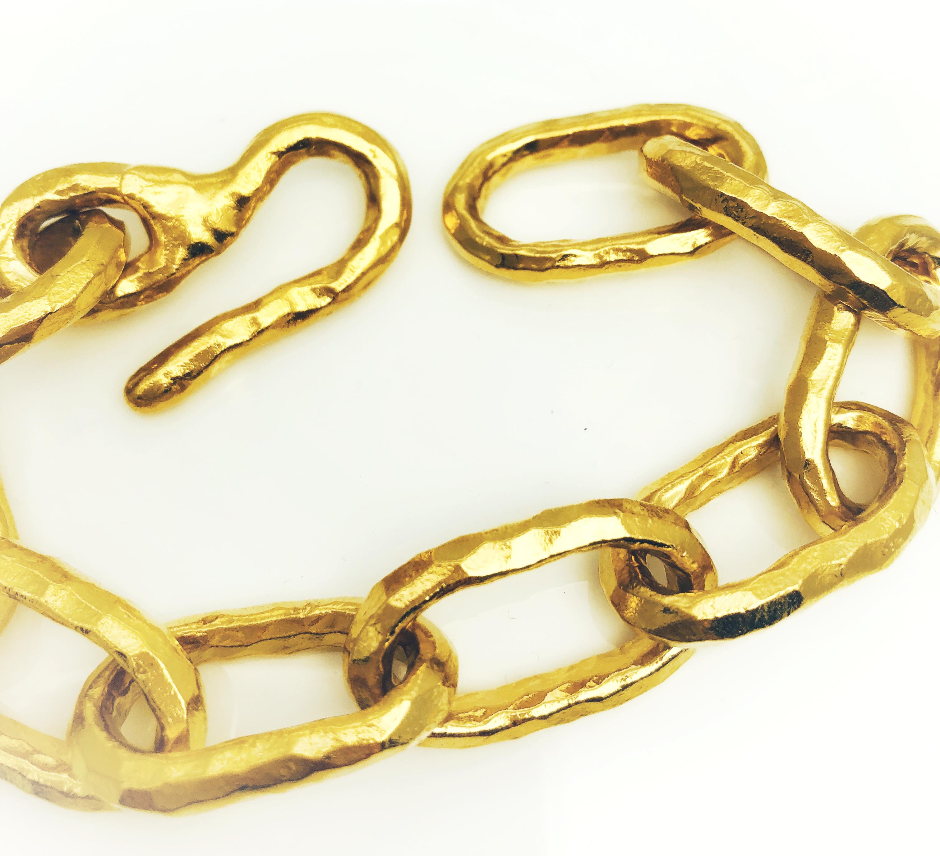 Designer Jean Mahie 22 Karat Yellow Gold Link Bracelet 2