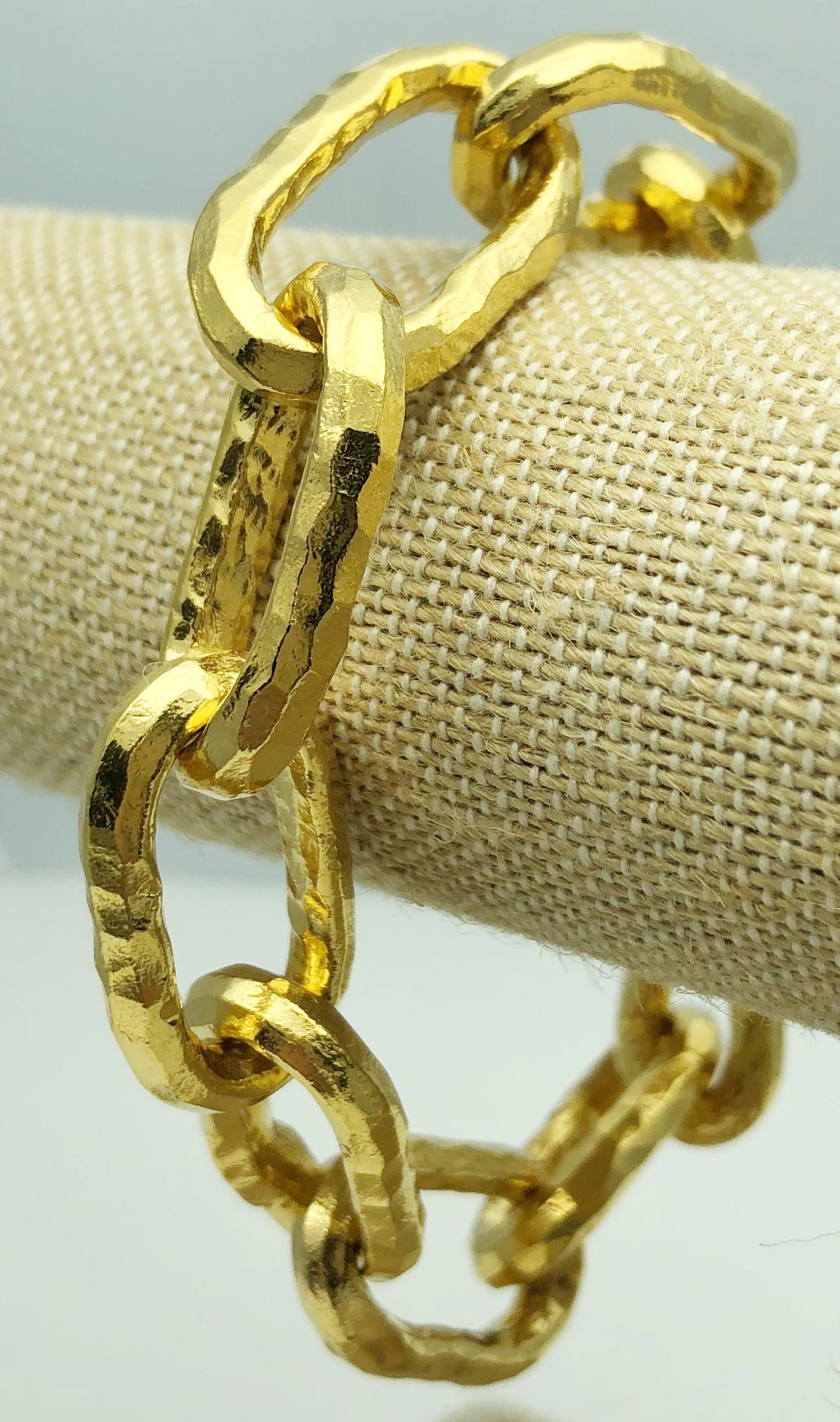Designer Jean Mahie 22 Karat Yellow Gold Link Bracelet 4
