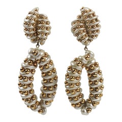 Designer Jewellians Oversized Pearlized Resin Dangle Clip Earrings