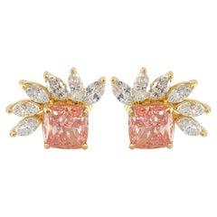 Designer Jewelry Studs Solid 14k Yellow Gold Lab Diamond Women Dainty Earrings