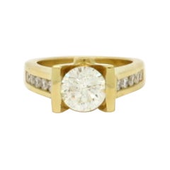 Designer John Atencio Estate Round Diamond 18 Karat Yellow Gold Engagement Ring