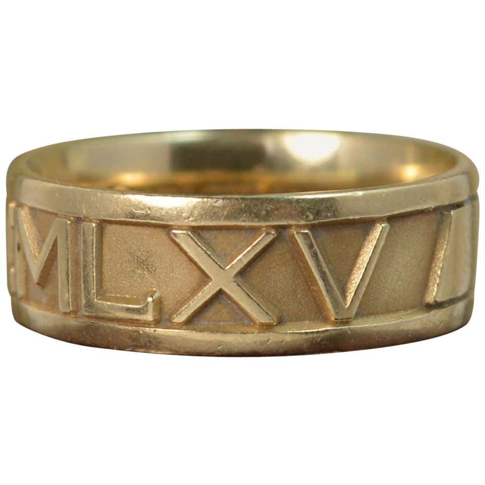 Designer John Christian 1965 14 Carat Gold Roman Numerals Stack Band ...