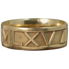 Designer John Christian 1965 14 Carat Gold Roman Numerals Stack Band Ring