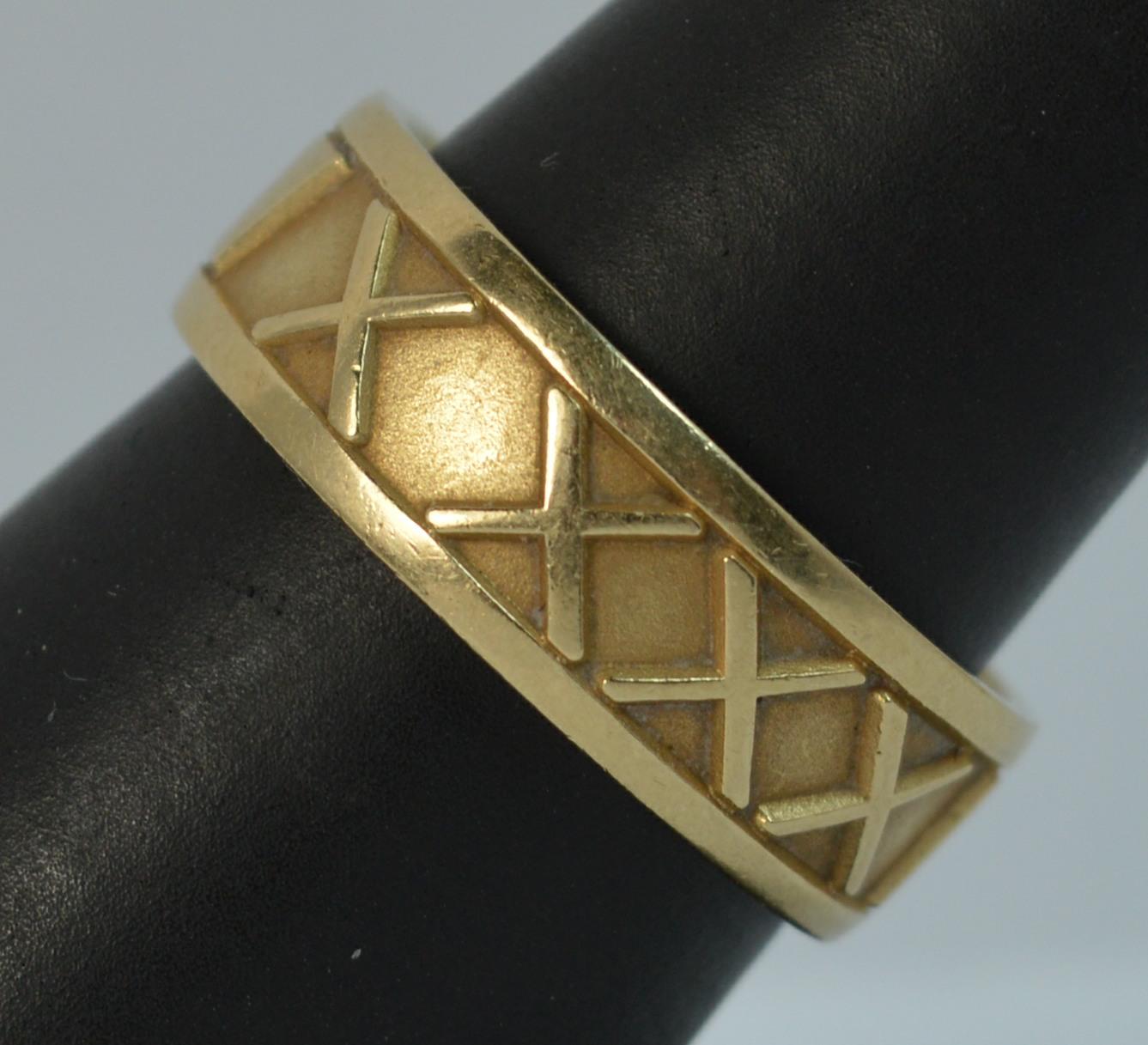 Designer John Christian 1965 14 Carat Gold Roman Numerals Stack Band Ring For Sale 2