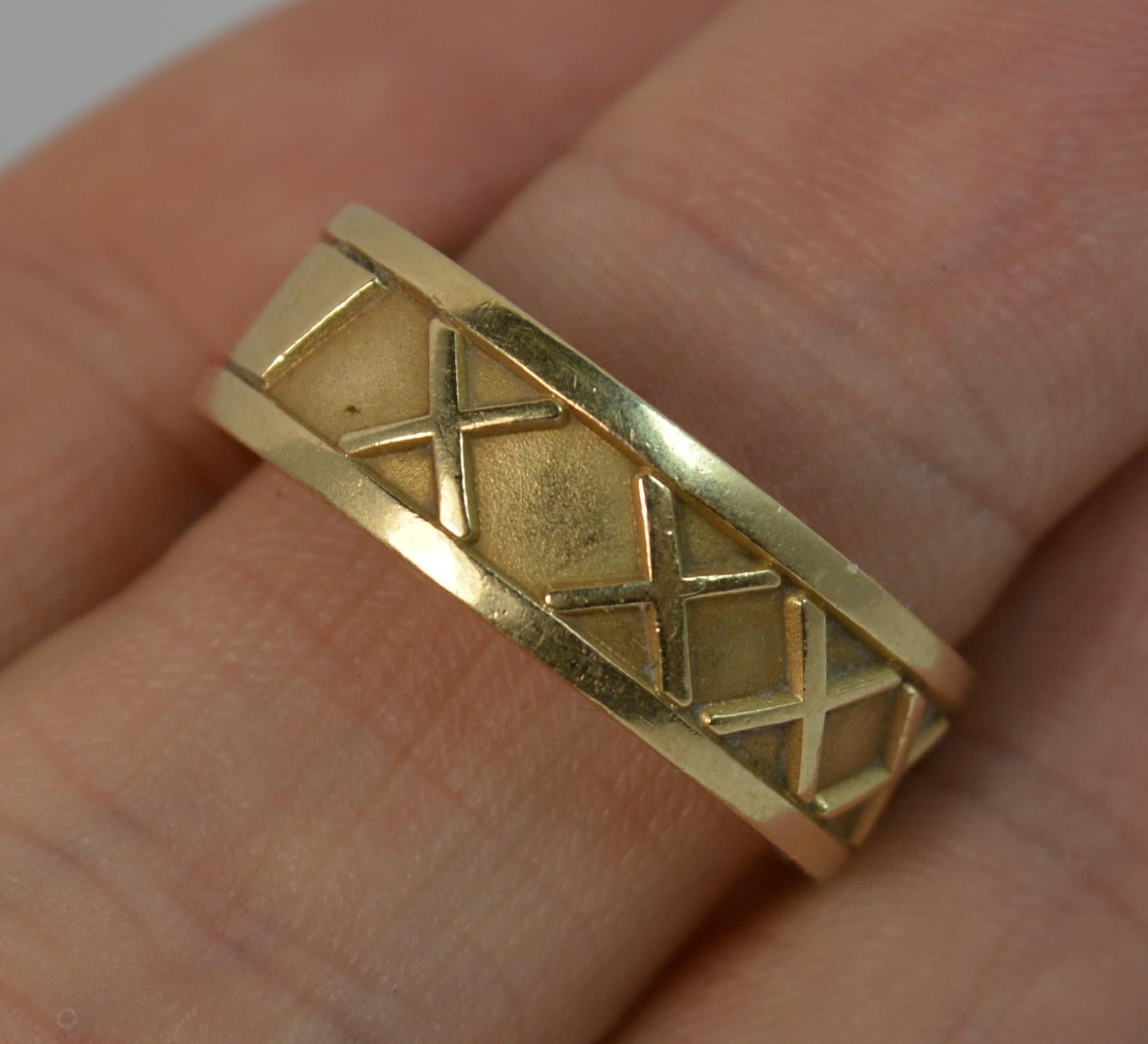 Modern Designer John Christian 1965 14 Carat Gold Roman Numerals Stack Band Ring For Sale