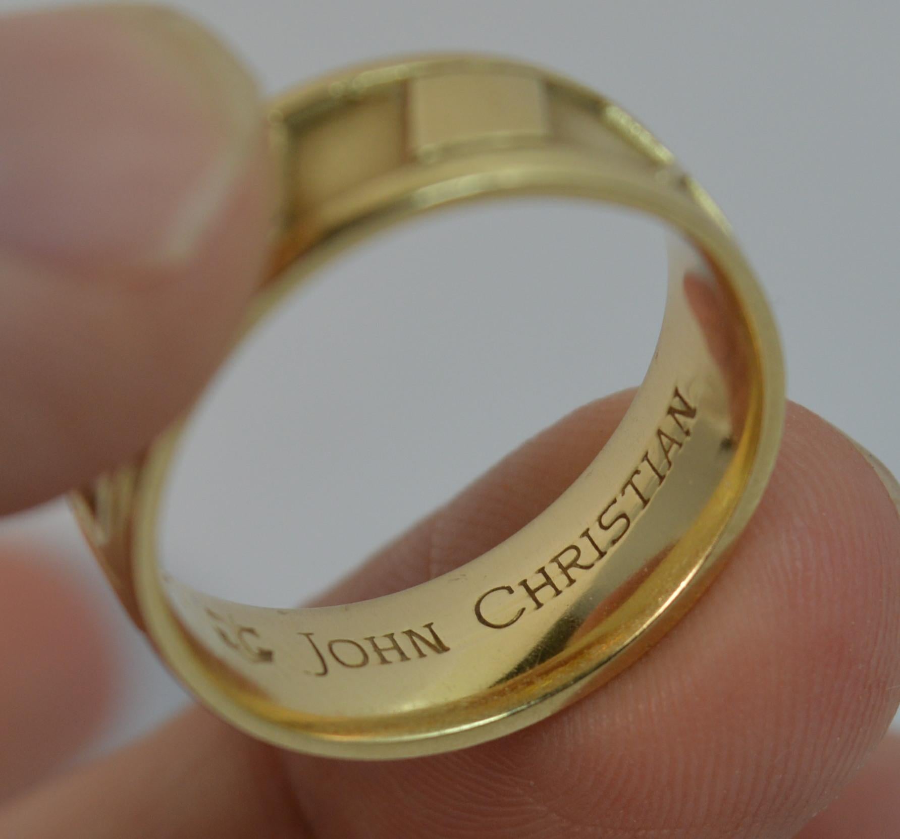 Women's or Men's Designer John Christian 1965 14 Carat Gold Roman Numerals Stack Band Ring For Sale