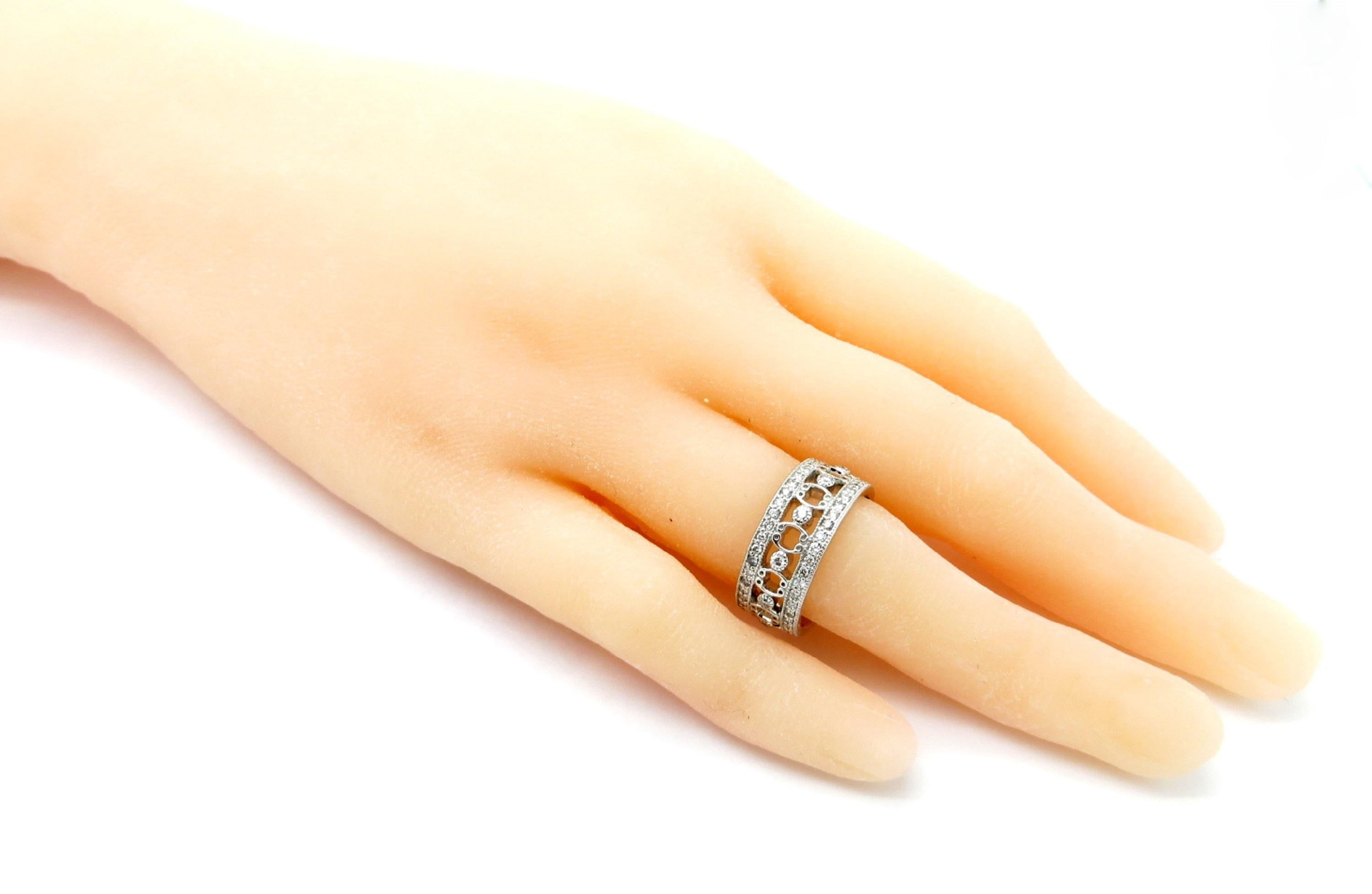 Designer Jude Frances Diamond 18 Karat White Gold Eternity Band Ring In Excellent Condition For Sale In Scottsdale, AZ