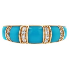 Bracelet en or 14k à incrustations de turquoises et de diamants de la marque Kabana