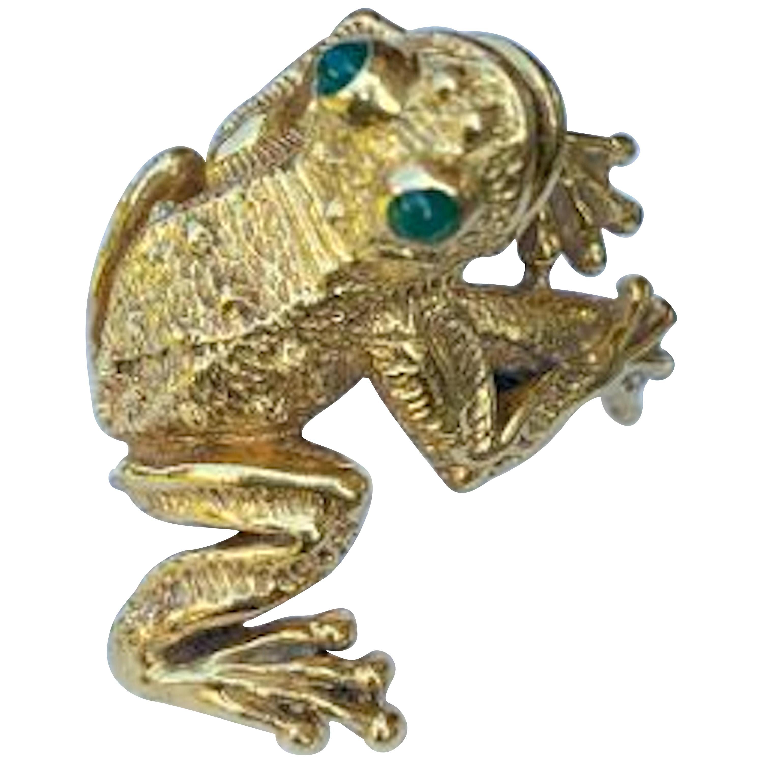 Designer Kurt Wayne Whimsical Large Heavy 18 Karat Yellow Gold Frog ...