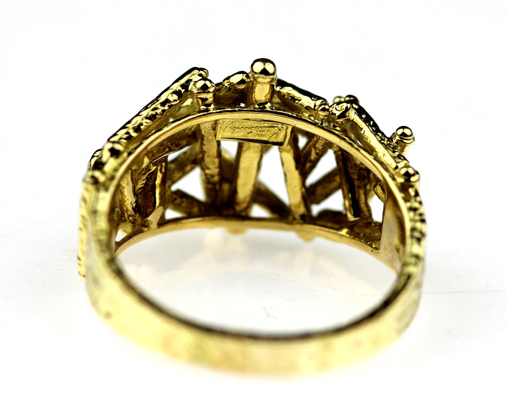 Designer Kutchinsky, Vintage 1970 British Hallmark Abstract 18 Karat Gold Ring In Excellent Condition In London, GB