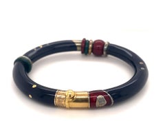 Designer La Nouvelle Bague Sterling 18k Yellow Gold Enamel Bangle