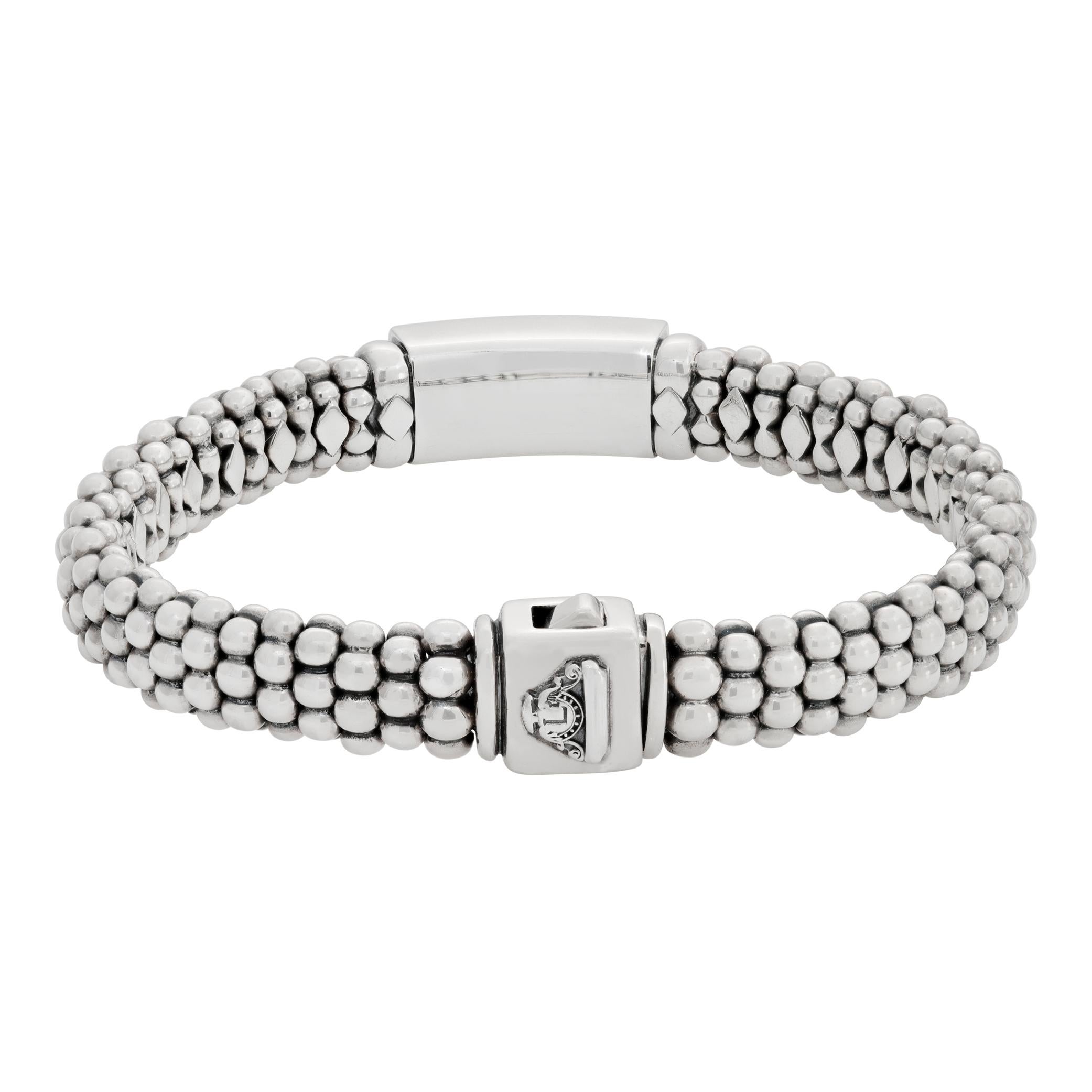 Designer LAGOS, collection Caviar, bracelet en argent sterling et onyx facetté Excellent état - En vente à Surfside, FL