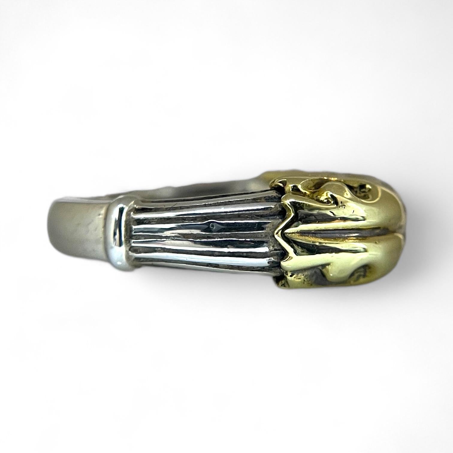 Women's or Men's Designer Lagos Caviar Ring in 18k Gold & Sterling Silver For Sale