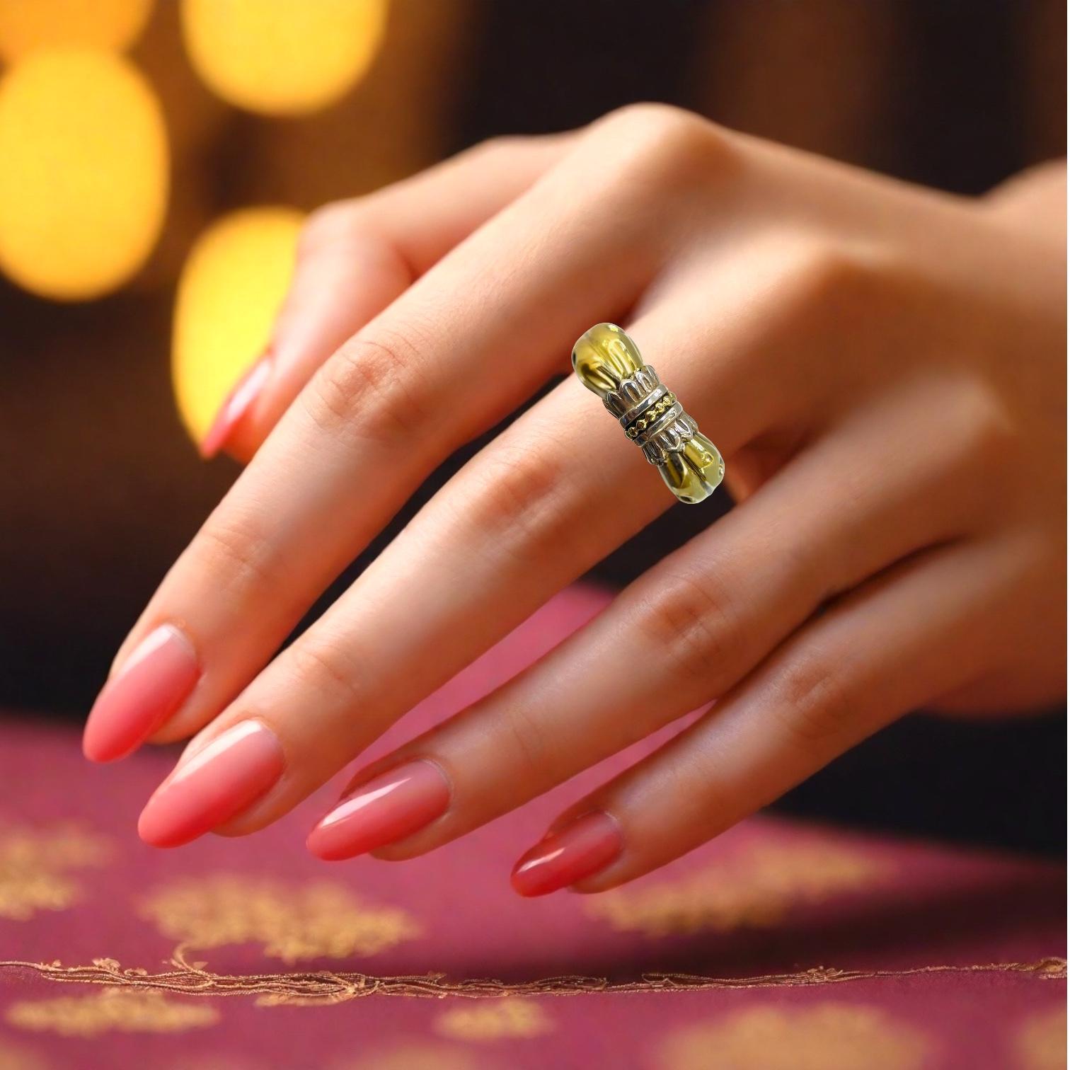Designer Lagos Caviar Ring in 18k Gold & Sterling Silver For Sale 2