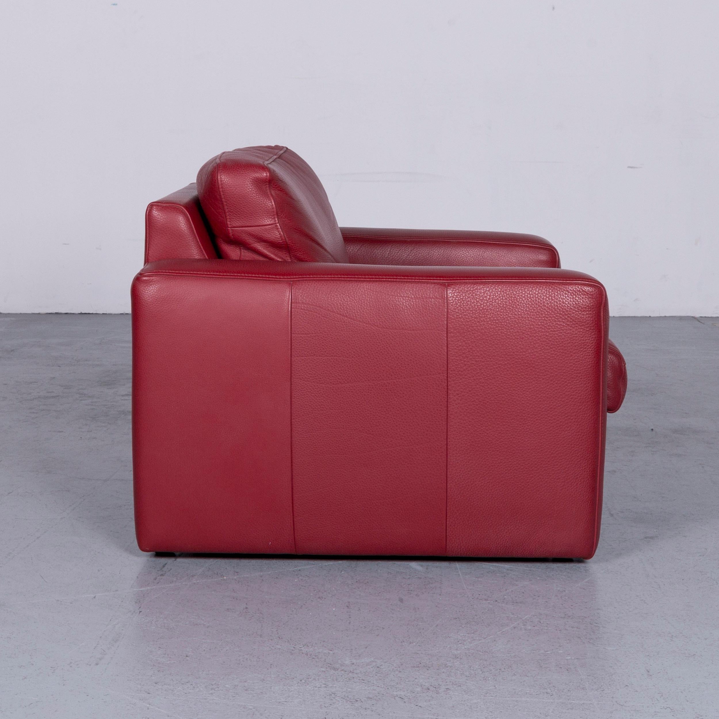 European Designer Leather Armchair Red One-Seat Chair Modern