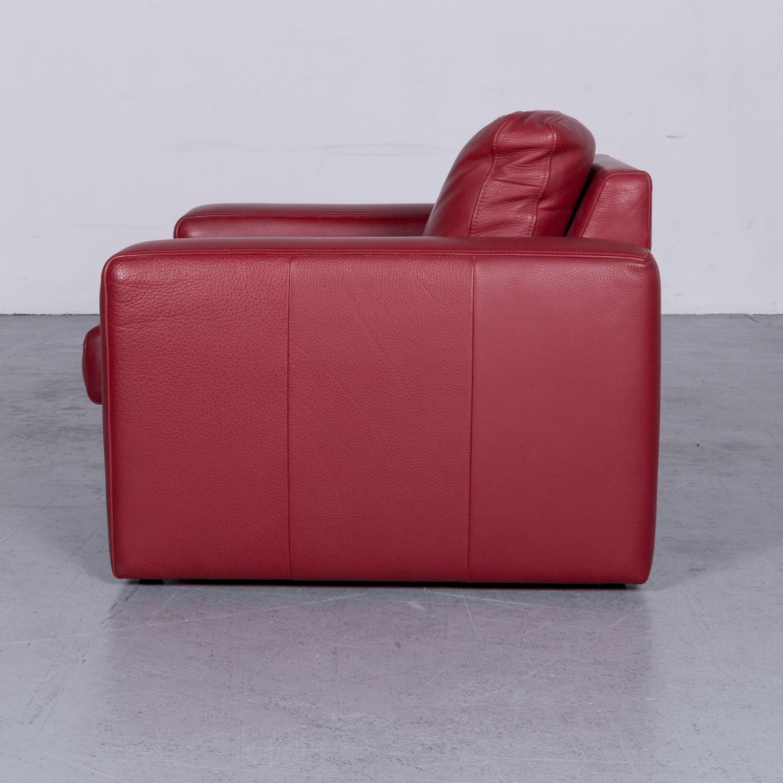 Contemporary Designer Leather Armchair Red One-Seat Chair Modern