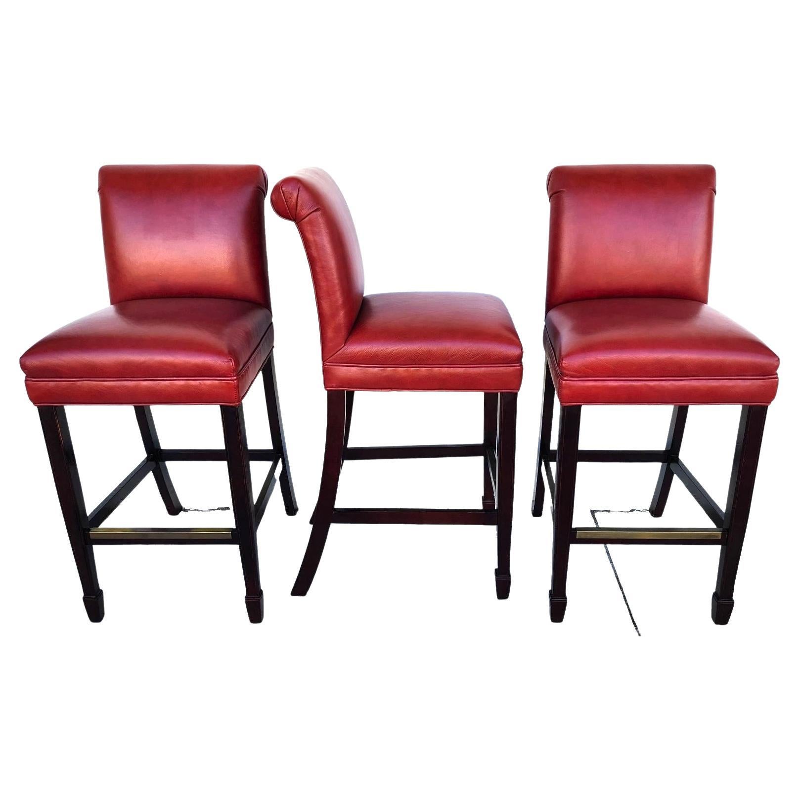 Designer Leather Barstools by Joseph Pubillones Interiors For Sale