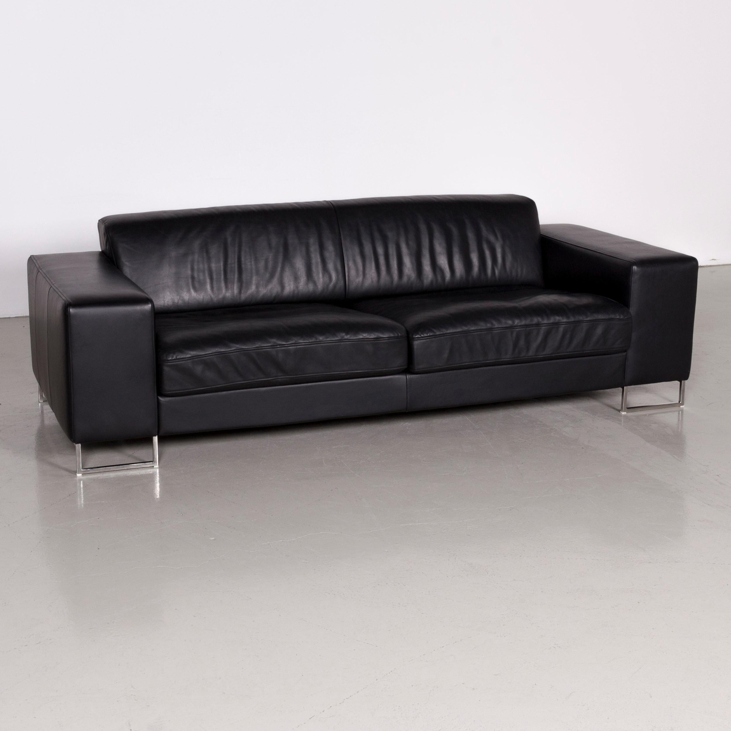 We bring to you a designer leather sofa black three-seat.