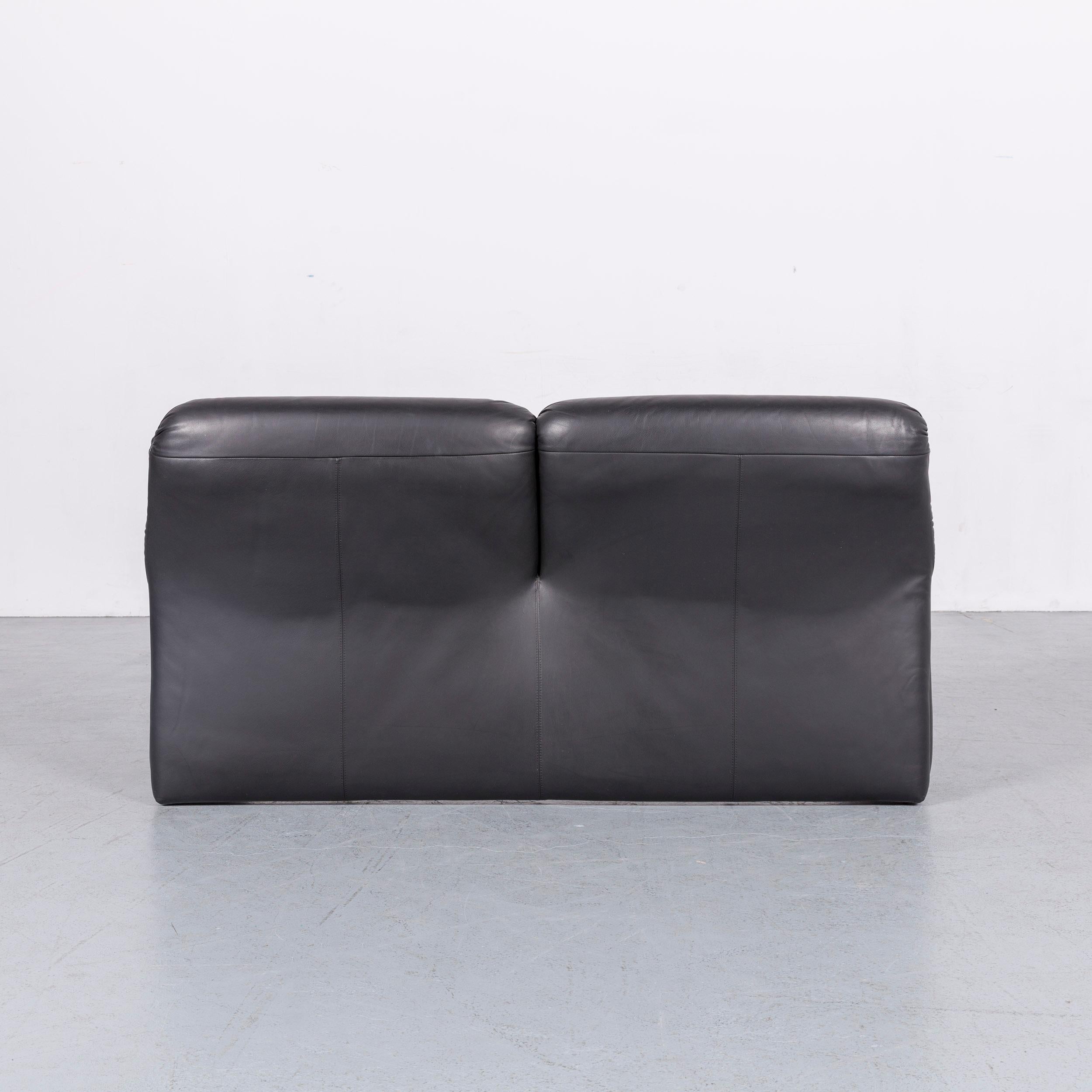Designer Leather Sofa Black Two-Seat Function For Sale 5