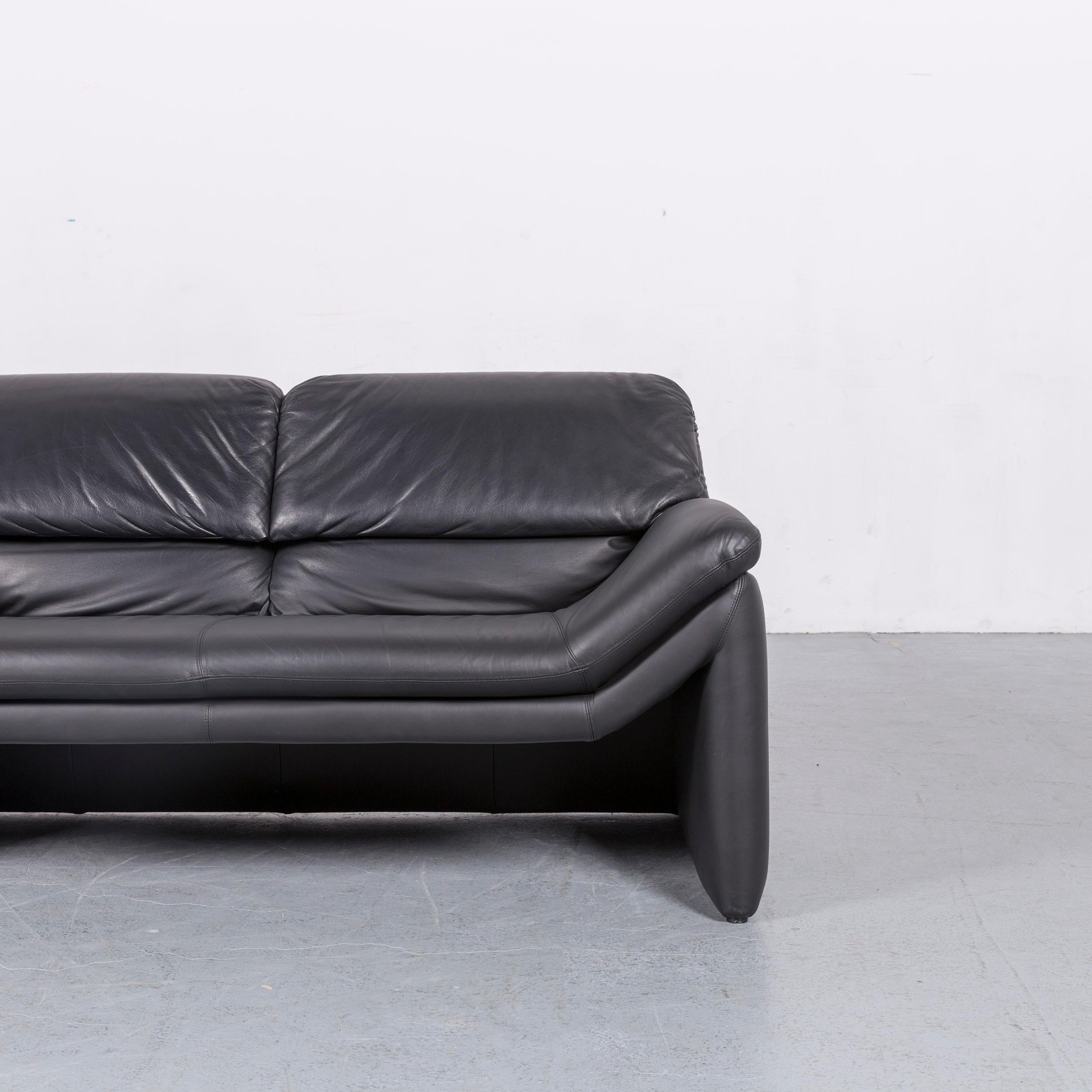 Contemporary Designer Leather Sofa Black Two-Seat Function For Sale