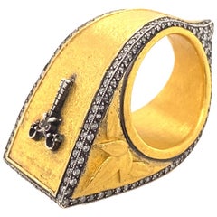 Designer LIKYA 24 Karat Gold Platinum 245 Diamond Statement Ring